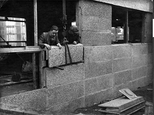 Construction, placing slabs